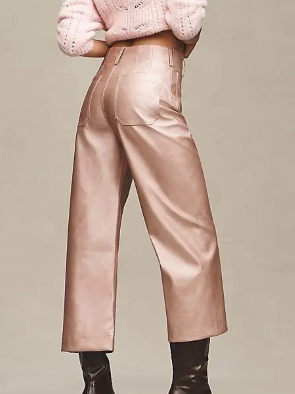 NWT Anthropologie Maeve Colette Metallic Pink Crop pants - Picture 2 of 9